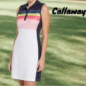 Callaway Golf/Tennis Dress  Striped Gradient Print Collared XL UPF 50NWT
